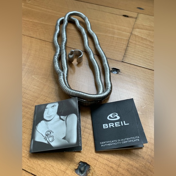 Breil Authentic Snake Steel Bendable Necklace & Breil Hook Ring Set from Milan - Picture 2 of 7